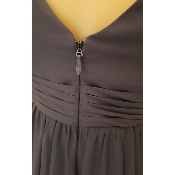 Azazie Juniors 14 Temeka A Lined Ruched Chiffon Dress Color Stormy Prom Wedding - Picture 10 of 13